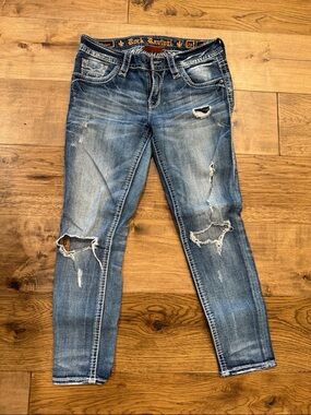 Rock Revival Women's Distressed Blue Ripped Skinny Jeans size 26